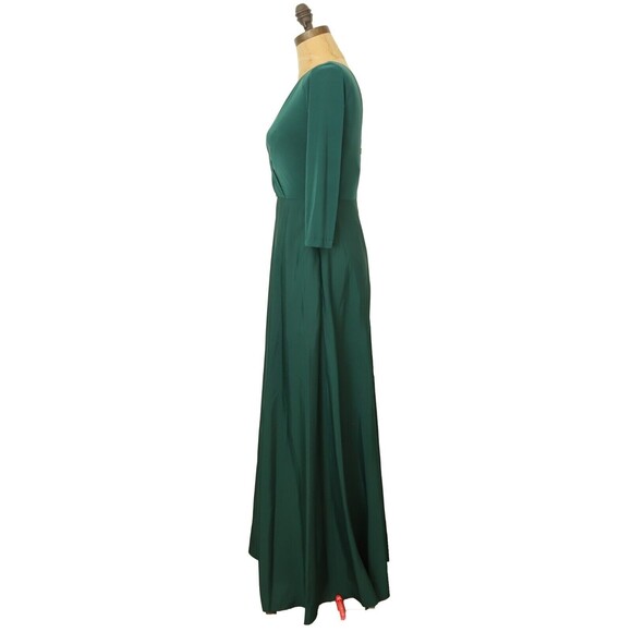 Alfred Sung V-Neck 3/4 Sleeve Jersey Mikado Belted Gown 0 Hunter Dress NWT B71 - Picture 5 of 6